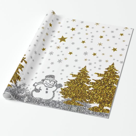Prachtige glitter Nieuwjaar op wit Cadeaupapier (Uitgerold)
