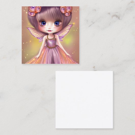 Prachtige glitter textuur zijde Magic Chibi Fairy Contactkaartje (Voorkant / Achterkant)
