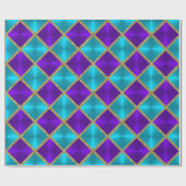 Prachtige Glitter Turquoise en Paarse Squares Cadeaupapier (Vlak)