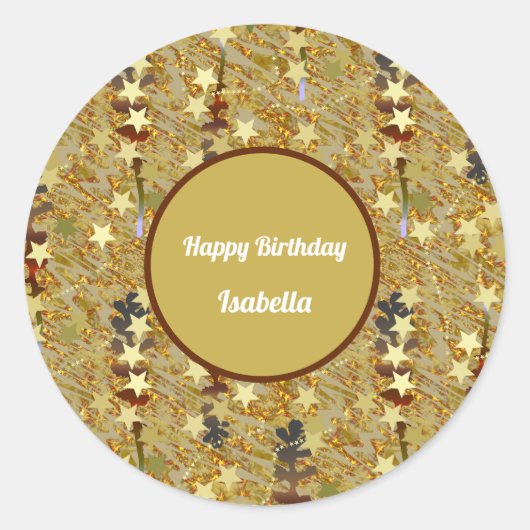 Prachtige Glitter Verjaardag Ronde Sticker (Voorkant)
