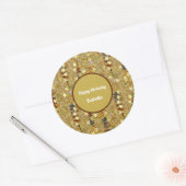 Prachtige Glitter Verjaardag Ronde Sticker (Envelop)