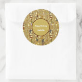 Prachtige Glitter Verjaardag Ronde Sticker (Tas)