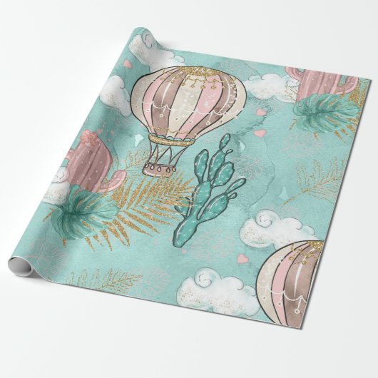 Prachtige Glitter Woestijn Lama Cadeaupapier (Uitgerold)