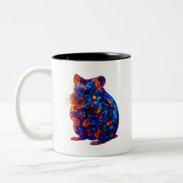 Prachtige gloeiende hamster kunst tweekleurige koffiemok