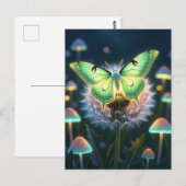 Prachtige gloeiende Luna Moth Briefkaart (Voorkant / Achterkant)