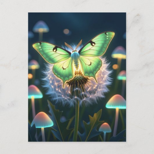 Prachtige gloeiende Luna Moth Briefkaart (Voorkant)