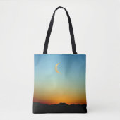 Prachtige gloeiende maan berg zonsondergang tote bag (Voorkant)