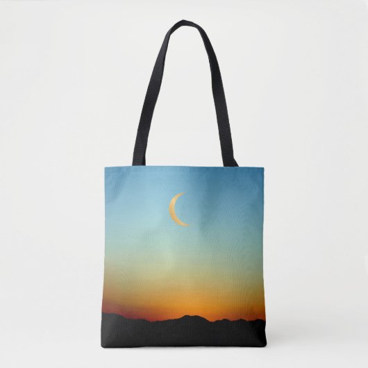 Prachtige gloeiende maan berg zonsondergang tote bag (Voorkant)
