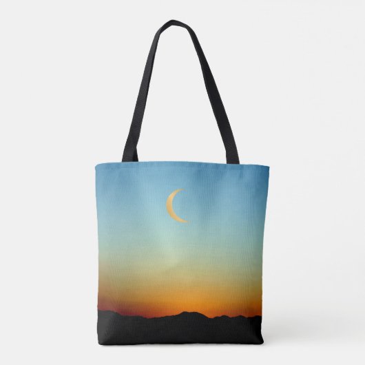 Prachtige gloeiende maan berg zonsondergang tote bag (Achterkant)