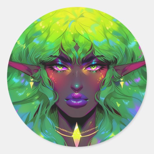 Prachtige glorieuze Elven Queen Ronde Sticker (Voorkant)