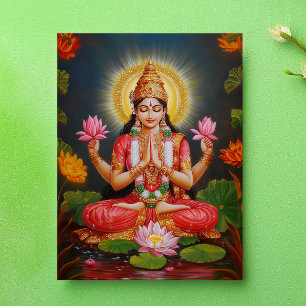 Prachtige Godin Lakshmi Traditionele Bloemenkunst Briefkaart