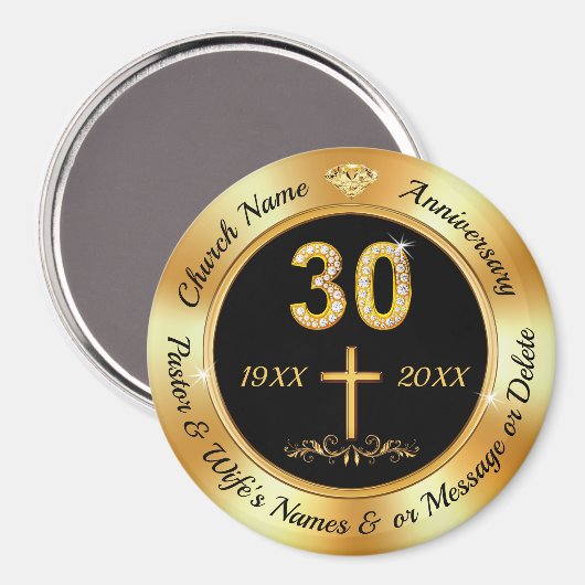 Prachtige goedkope, 30 jaar Kerk Jubileum Ideeën, Magneet (Voorkant / Achterkant)