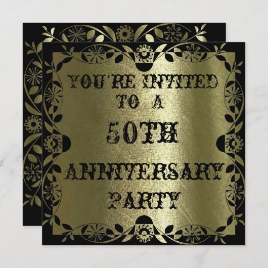 Prachtige Gold 50e Jubileum partijuitnodiging Kaart (Voorkant / Achterkant)