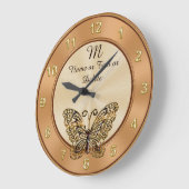 Prachtige Gold Butterfly-klok PERSONALIZED Grote Klok (Hoek)