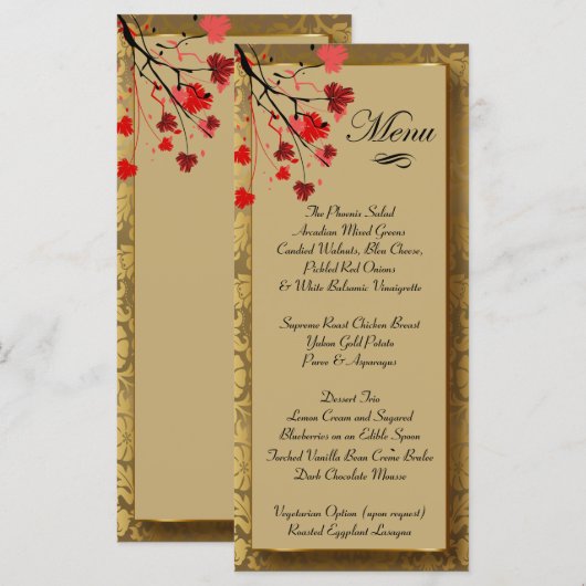 Prachtige  Gold-Damask & Art Deco Menu (Voorkant / Achterkant)