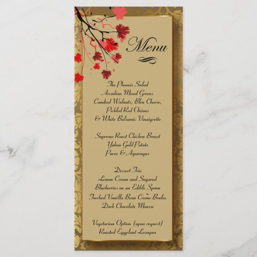 Prachtige Gold-Damask & Art Deco Menu (Voorkant)