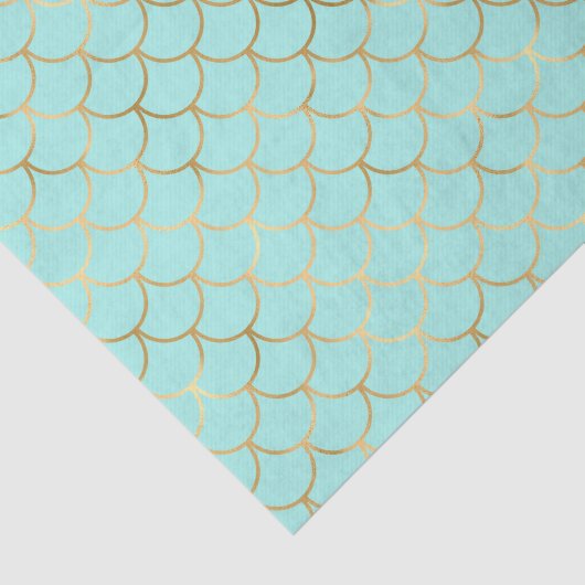 Prachtige Gold- en Mint Mermaid-schaal Tissuepapier (Detail)