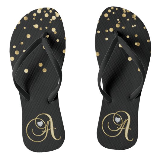Prachtige Gold Monogram Letter 'A' Diamond Heart Teenslippers (Voetbed)