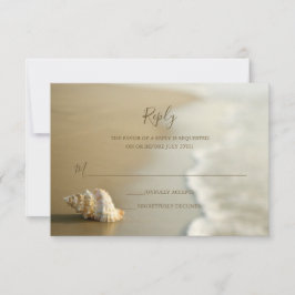 Prachtige Gold Seashell Beach Wedding RSVP-kaart RSVP Kaartje