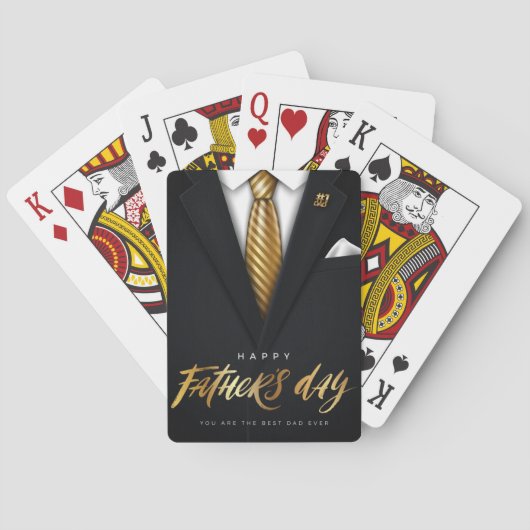 Prachtige Gold White Black Happy-Vaderdag Pokerkaarten (Achterkant)