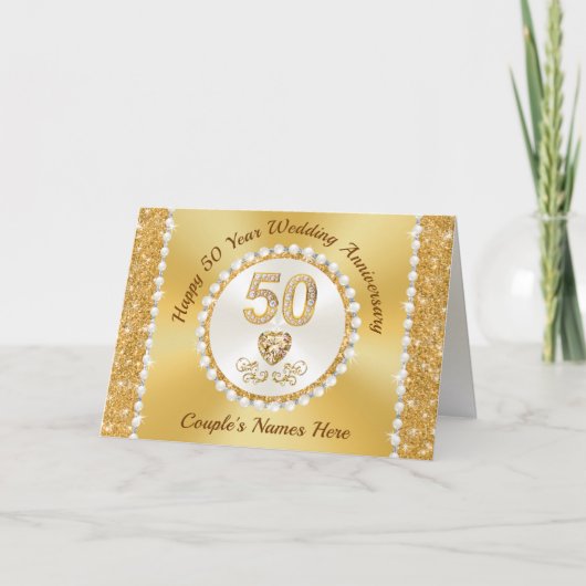 Prachtige Golden Happy, 50 jaar Jubileum Kaarten (Voorkant)