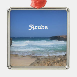 Prachtige golven die in Aruba kruipen Metalen Ornament