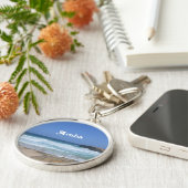 Prachtige golven die in Aruba kruipen Sleutelhanger (Zijkant)