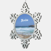 Prachtige golven die in Aruba kruipen Tin Sneeuwvlok Ornament (Rechts)