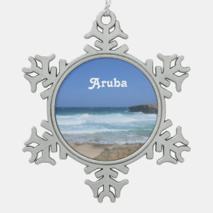Prachtige golven die in Aruba kruipen Tin Sneeuwvlok Ornament