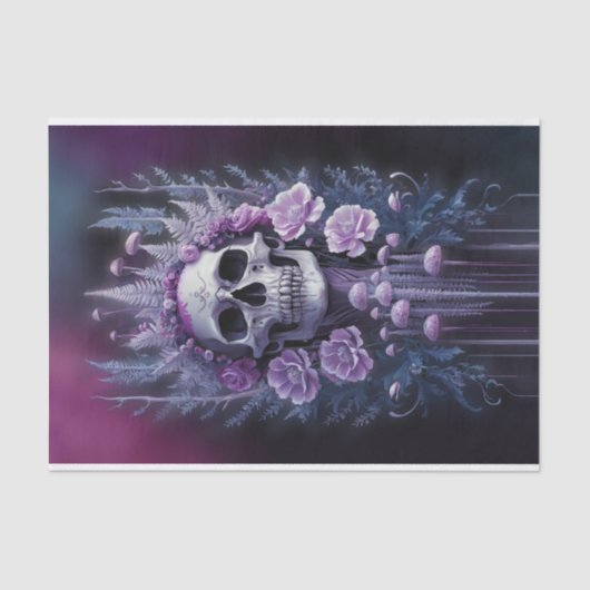 Prachtige Gothic Skull op Plum, Midnight Macabre Tissuepapier (Voorkant)