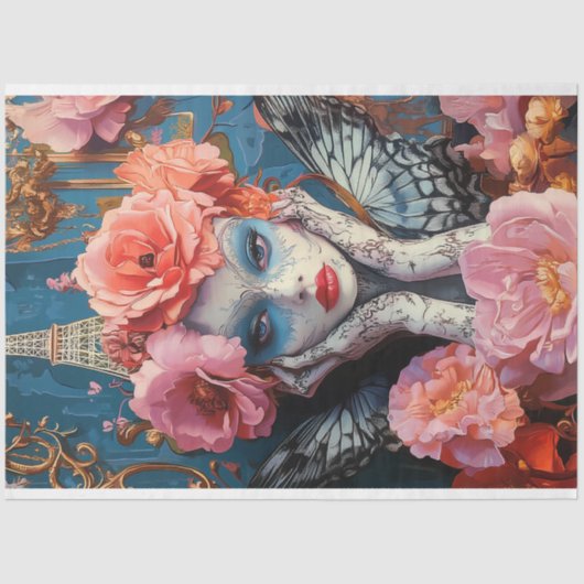 Prachtige gotische Gargoyle Eiffeltoren Decoupage Tissuepapier (Voorkant)