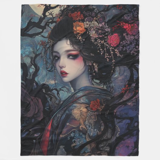 Prachtige gotische geisha fleece deken (Voorkant)