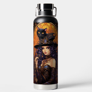 PRACHTIGE GOTISCHE HALLOWEEN VROUW & ZWARTE KAT WATERFLES