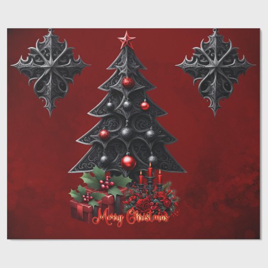 Prachtige gotische kerstboom cadeaupapier (Vlak)