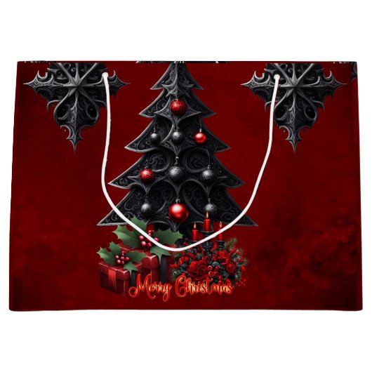 Prachtige gotische kerstboom groot cadeauzakje (Voorkant)