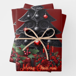 Prachtige gotische kerstboom inpakpapier vel