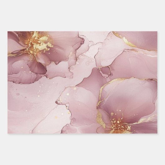 Prachtige goudblad roze bruidsbruiloft inpakpapier vel (Voorkant 2)