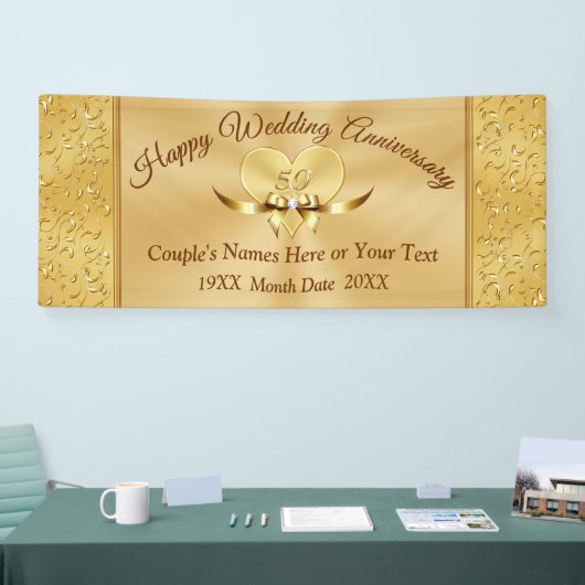 Prachtige gouden 50e bruiloft Jubileum banners (Beurs)