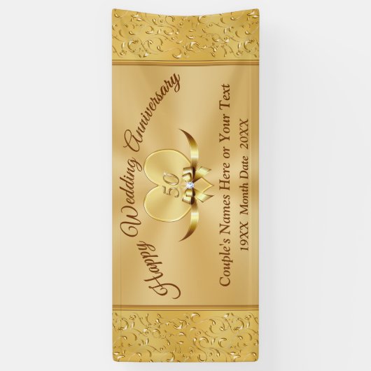 Prachtige gouden 50e bruiloft Jubileum banners (Verticaal)