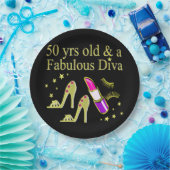 PRACHTIGE GOUDEN 50E VERJAARDAG DIVA DESIGN PAPIEREN BORDJE (Feest)