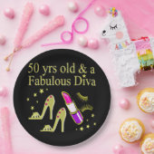 PRACHTIGE GOUDEN 50E VERJAARDAG DIVA DESIGN PAPIEREN BORDJE (Feest)