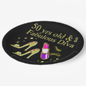 PRACHTIGE GOUDEN 50E VERJAARDAG DIVA DESIGN PAPIEREN BORDJE (Gekanteld)