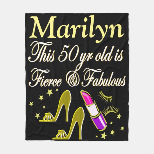 PRACHTIGE GOUDEN 50E VERJAARDAG GEPERSONALISEERDE  FLEECE DEKEN (Voorkant)