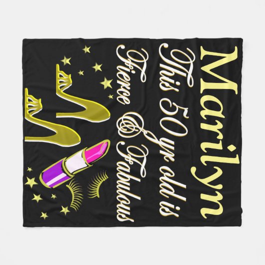 PRACHTIGE GOUDEN 50E VERJAARDAG GEPERSONALISEERDE  FLEECE DEKEN (Voorkant (Horizontaal))