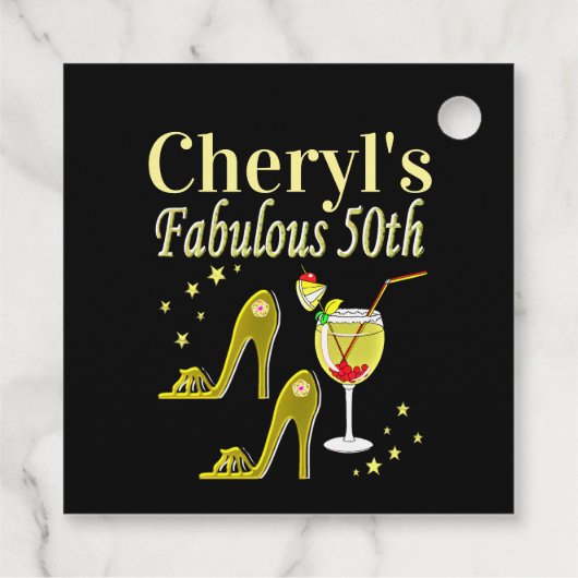 PRACHTIGE GOUDEN 50E VERJAARDAG ONTWERP BEDANKJES LABELS (Achterkant)