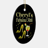 PRACHTIGE GOUDEN 50E VERJAARDAG ONTWERP KERAMISCH ORNAMENT (Rechts)