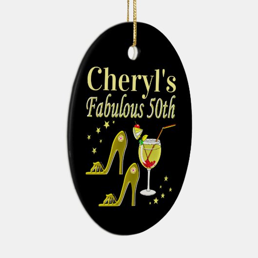 PRACHTIGE GOUDEN 50E VERJAARDAG ONTWERP KERAMISCH ORNAMENT (Rechts)