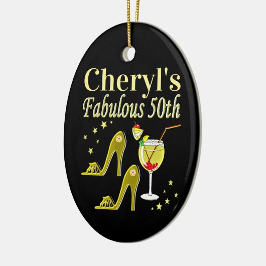 PRACHTIGE GOUDEN 50E VERJAARDAG ONTWERP KERAMISCH ORNAMENT (Links)