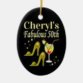 PRACHTIGE GOUDEN 50E VERJAARDAG ONTWERP KERAMISCH ORNAMENT (Voorkant)