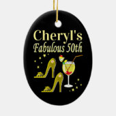 PRACHTIGE GOUDEN 50E VERJAARDAG ONTWERP KERAMISCH ORNAMENT (Achterkant)
